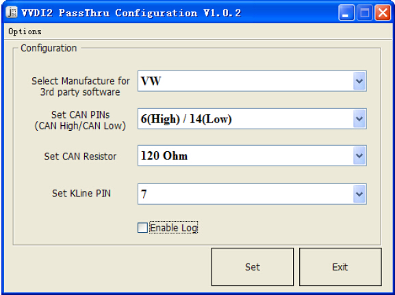 VVDI2 – software de la configuración de PassThru J2534