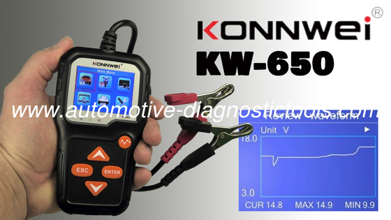 Un buen precio. KONNWEI KW650 Probador de baterías de 6V-12V Probador de baterías de automóviles y motocicletas en línea