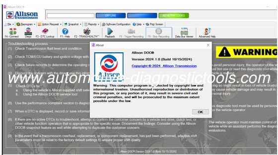 Un buen precio. Allison DOC Premium V2024.11 Software de diagnóstico de transmisión de Allison en línea